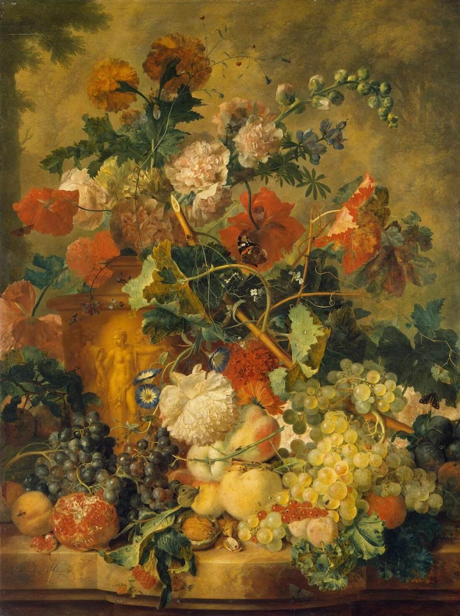 Jan van Huijsum - Fiori e frutta, Hermitage, San Pietroburgo